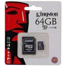 MEMORIA MICRO SD KINGSTON 64 GB CLASE 10 (4K CAMARO-DRON)